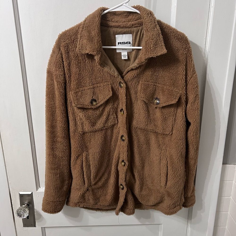 RSQ Tan Fleece button up
